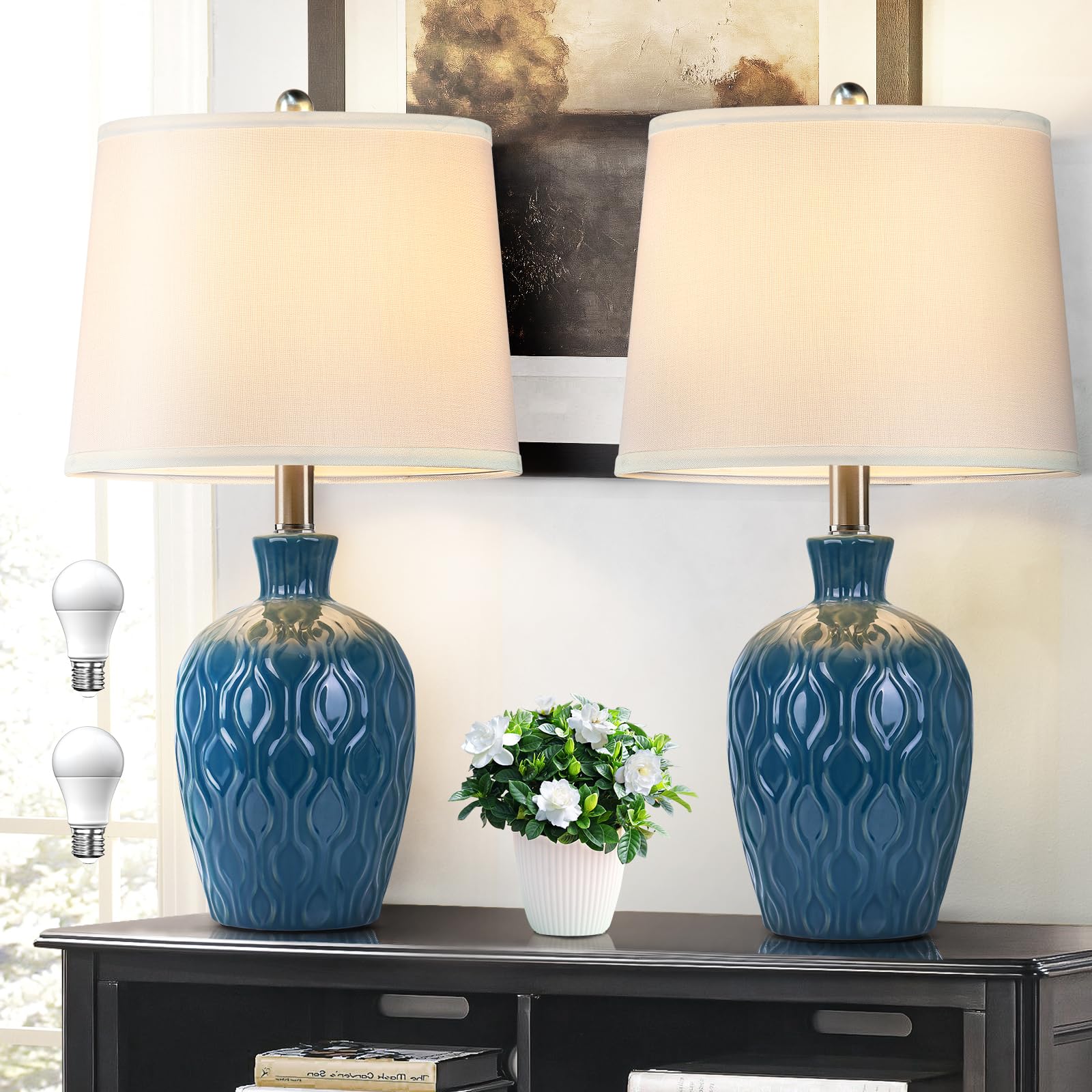 Vintage Ceramic Table Lamps Set of 2 - 21