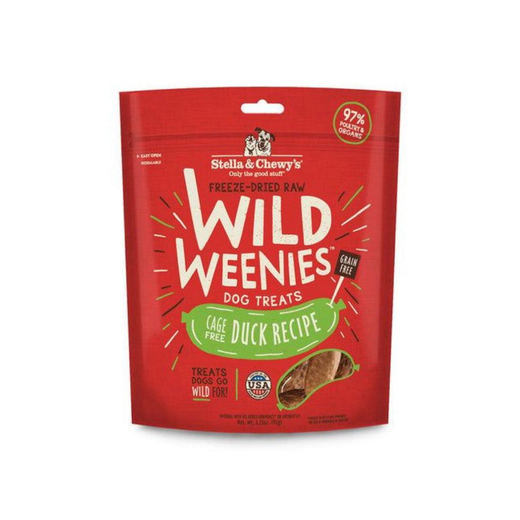 Stella & Chewy's Wild Weenies Freeze-Dried Dog Treats - 3.25oz Beef, Chicken, Duck & Lamb - Grain-Free, Protein-Rich Natural Snacks for Dogs - Perfect for Training, Rewards & On-the-Go Treats