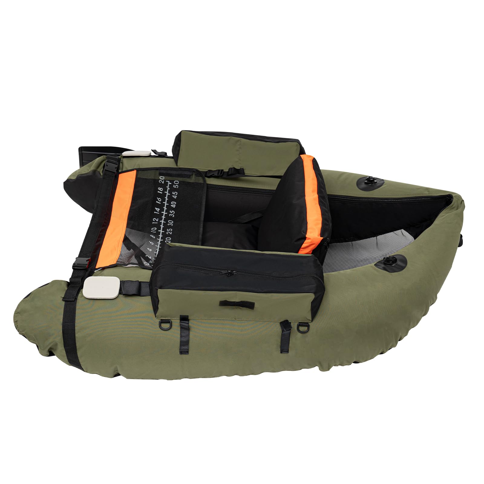 **Inflatable Fishing Float Tube Kit - Portable Outdoor Fishing Boat with Adjustable Backrest, Paddle, Pump & Accessories - 286.6LBS Load Capacity - Perfect for Lakes, Rivers & Saltwater Fishing**