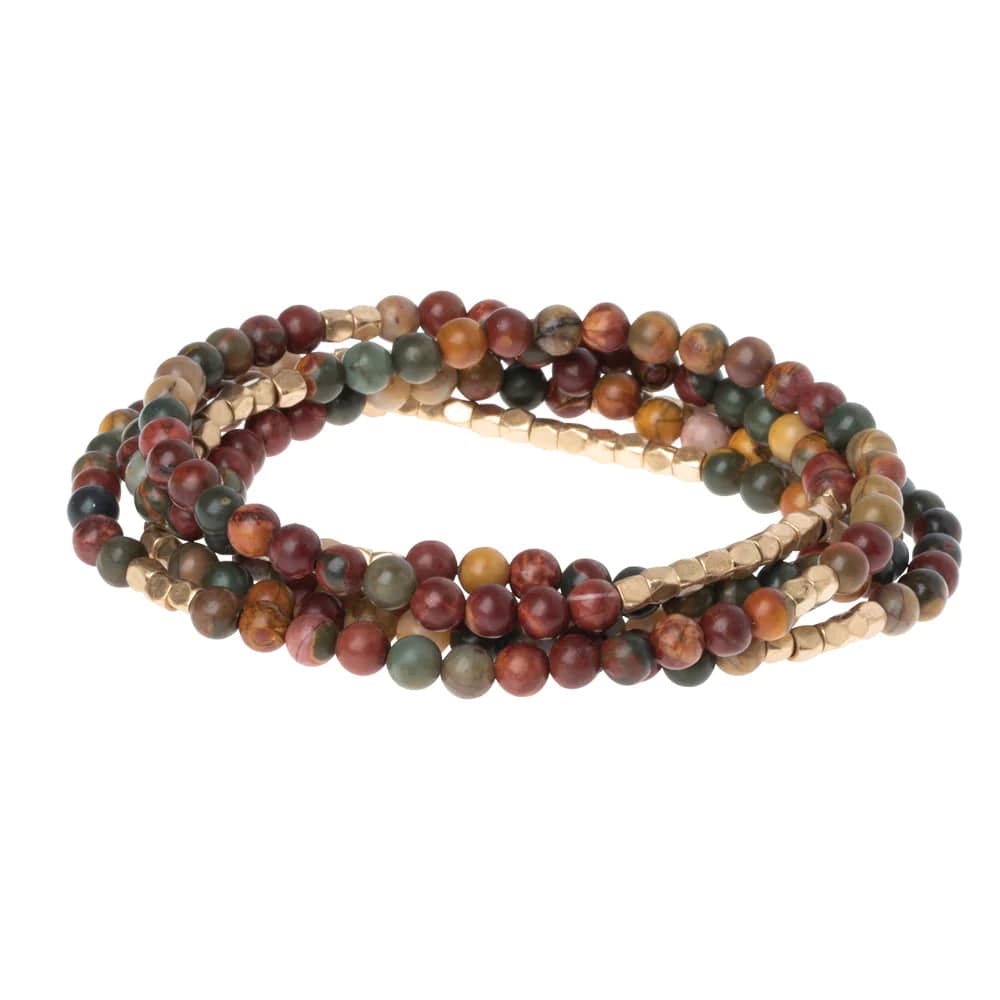 Majestic Jasper Wrap Bracelet for Women - Natural Stone Beaded Healing Jewelry for Serenity, Stress Relief & Positive Energy - Perfect for Meditation, Yoga & Spiritual Healing