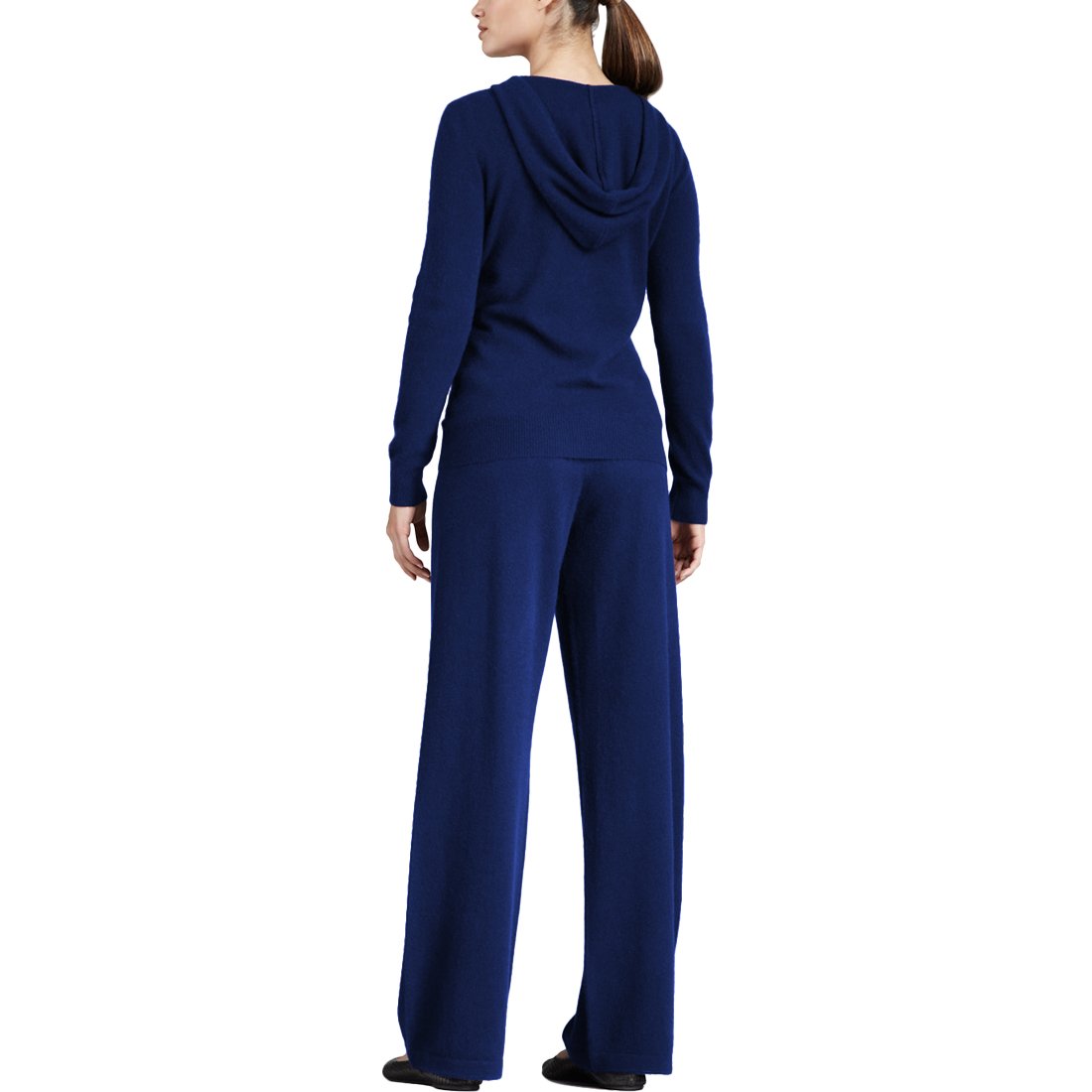 Parisbonbon Women's 100% Cashmere Tracksuit Sweatsuit - Navy Blue, Size M | Soft & Warm Lounge Wear for Home, Travel & Casual Outings