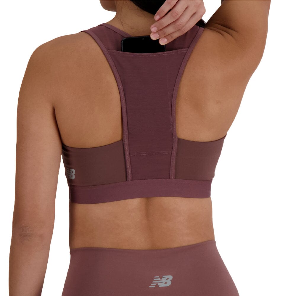 New Balance Women's Sleek Pocket Medium Support Sports Bra - Comfortable Workout & Running Bra for Active Lifestyles