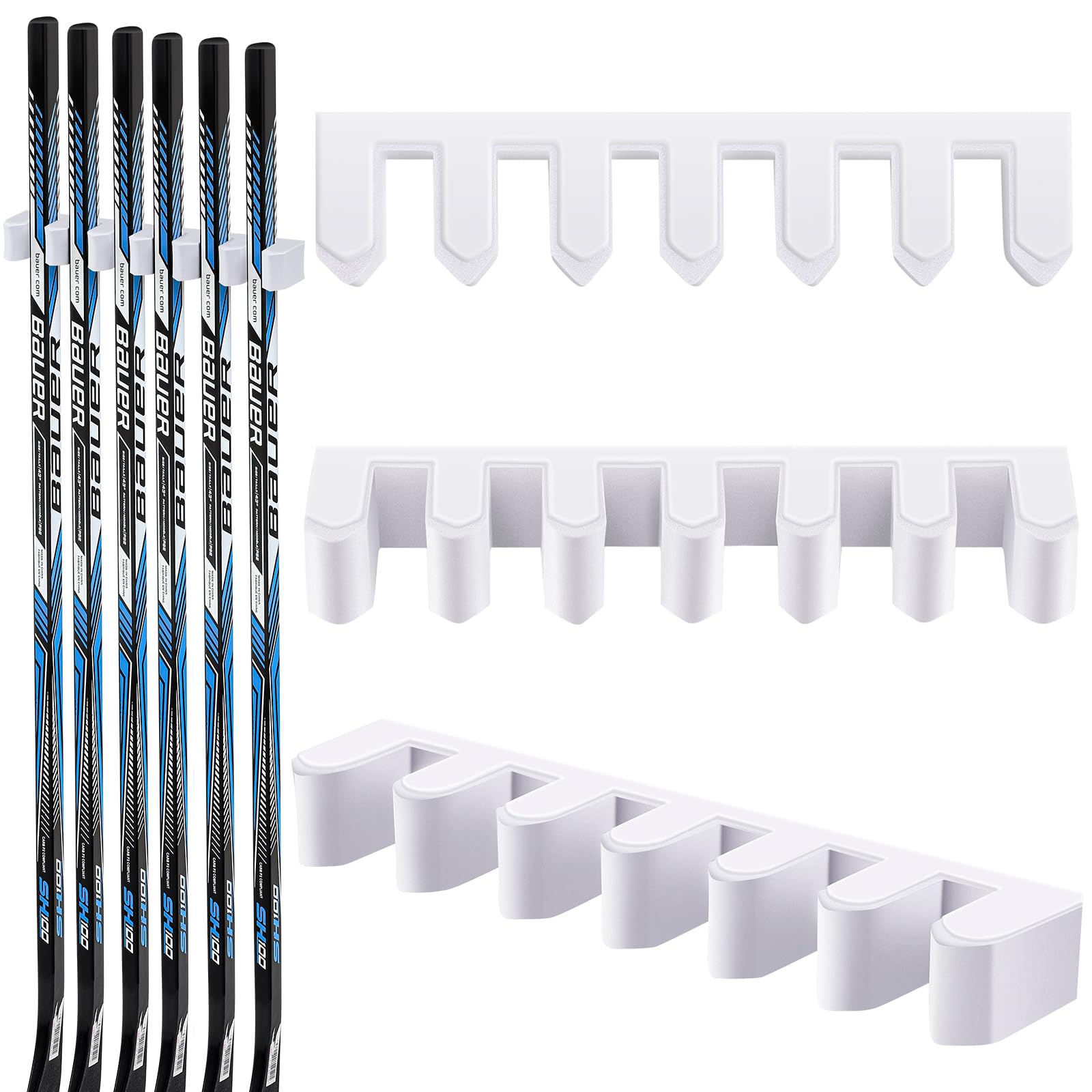 Yousoontic Hockey Stick Wall Mount Organizer - Holds 1, 2, 3, 4 or 6 Ice Hockey Sticks - Space Saving Storage Solution for Home, Office & Garage - Perfect for Hockey Players & Sports Enthusiasts