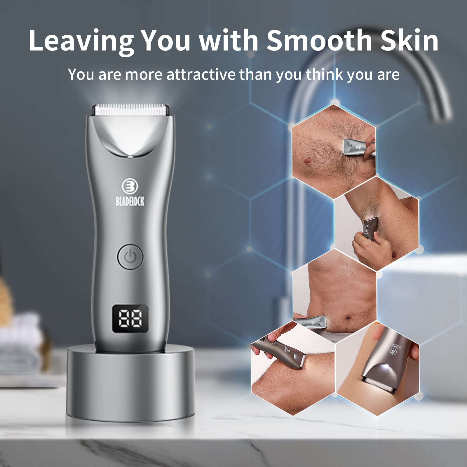 ENSSU Electric Ball Trimmer for Men - Waterproof Manscaping Shaver & Body Groomer Kit - Pubic, Beard & Back Hair Trimmer - Personal Hygiene Grooming Tool for Shower, Travel & Gym Use