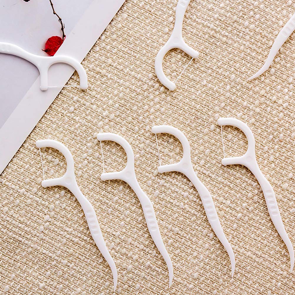 100 PCS White Dental Floss Picks - Mint Flavored Disposable Toothpicks for Teeth Cleaning, Oral Hygiene & Fresh Breath - Perfect for Travel, Home & Office Use