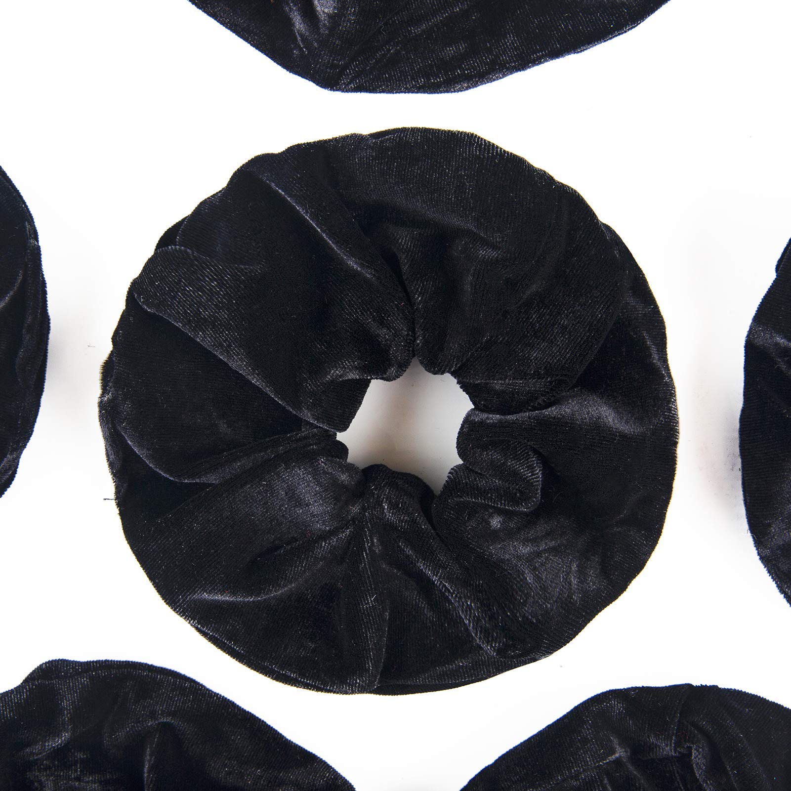 FAMEZA 6 Pack Black Velvet Scrunchies - Extra Large Soft Hair Ties for Women & Girls, No Crease Hair Bands, Gentle on Hair (Perfect for Thick Hair, Workouts, Gifts & Everyday Use)