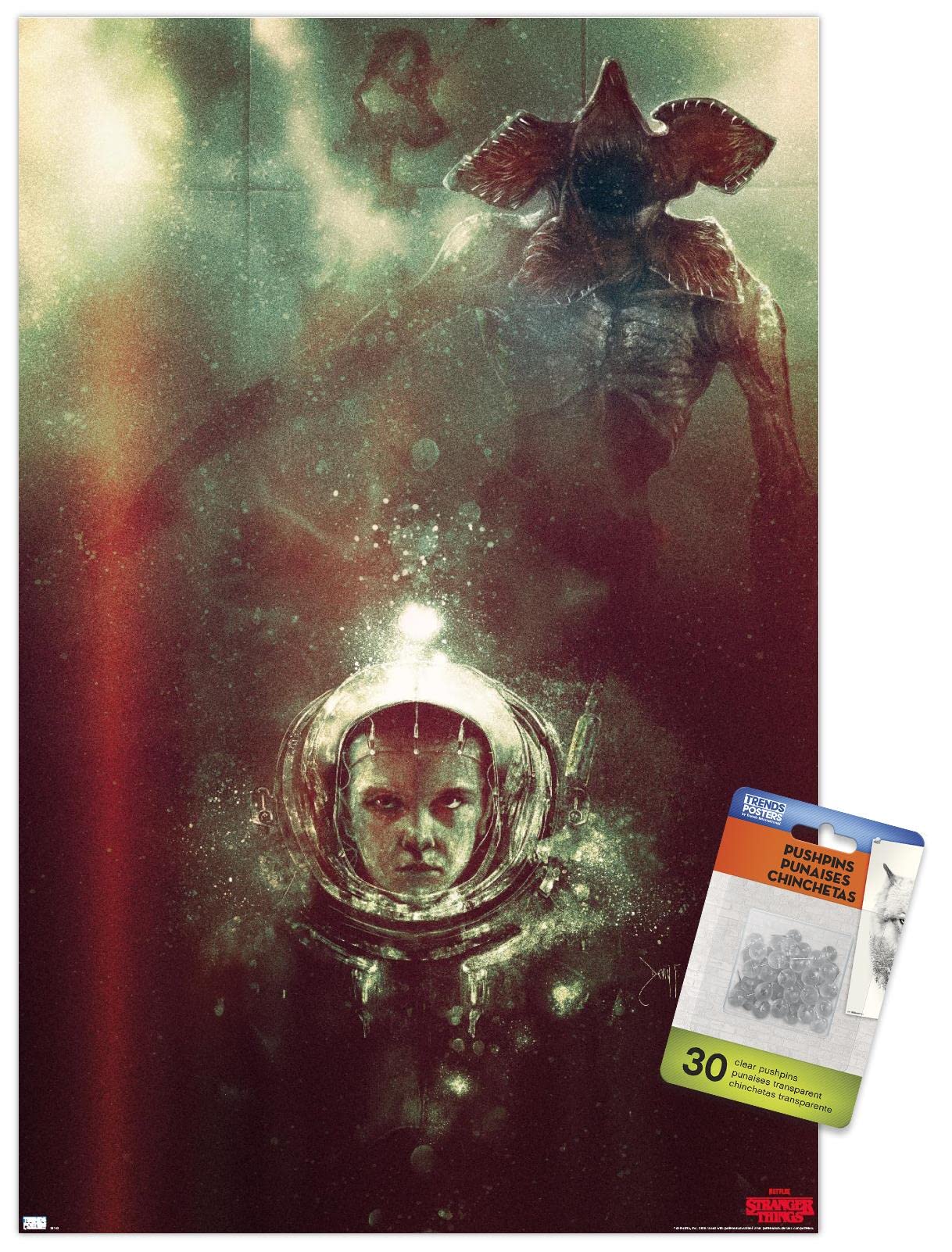 Stranger Things Underwater Wall Poster with Push Pins - Netflix TV Show Decor for Bedroom, Office & Dorm Room