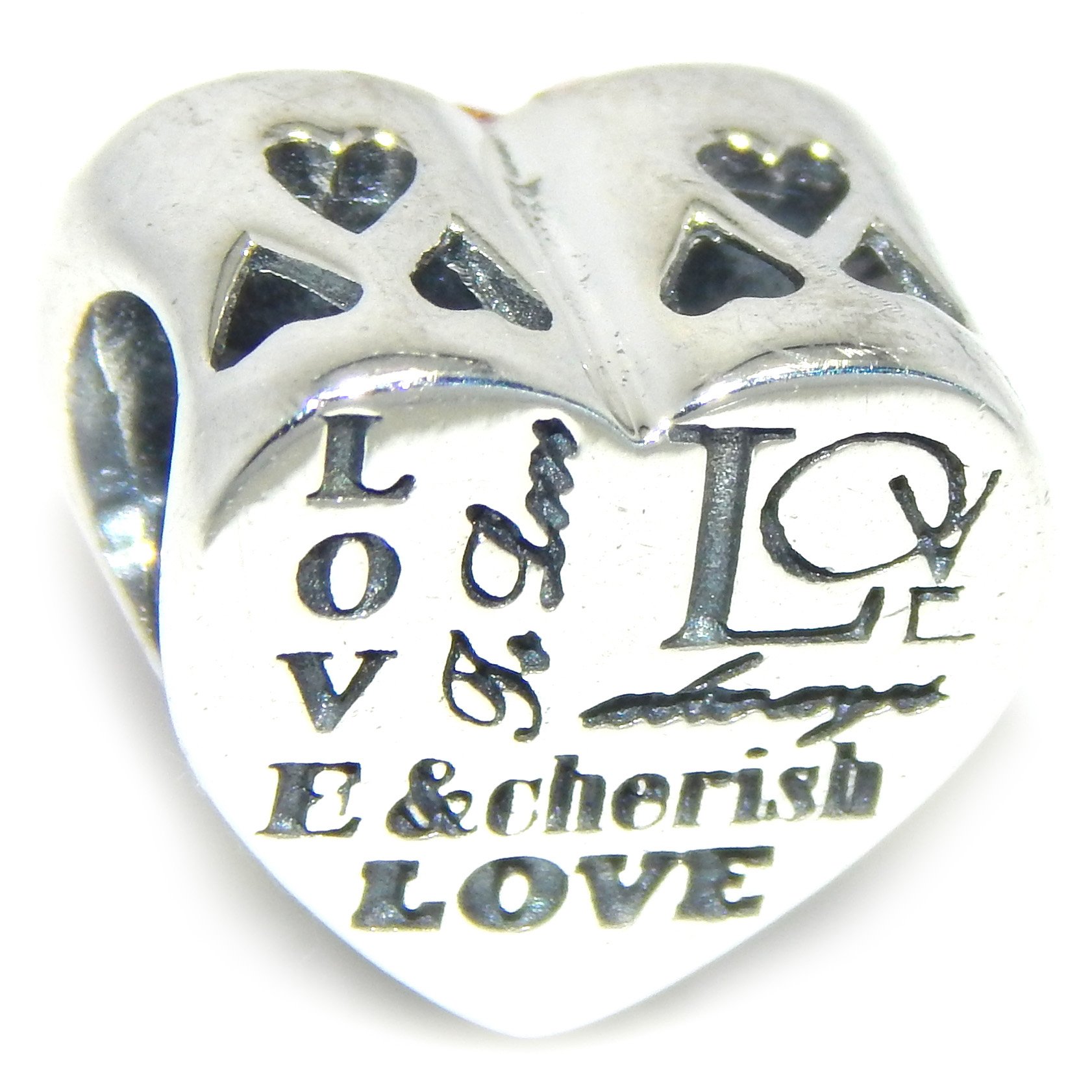 925 Silver Heart Charm with Pink Crystals - Romantic Jewelry Gift for Her