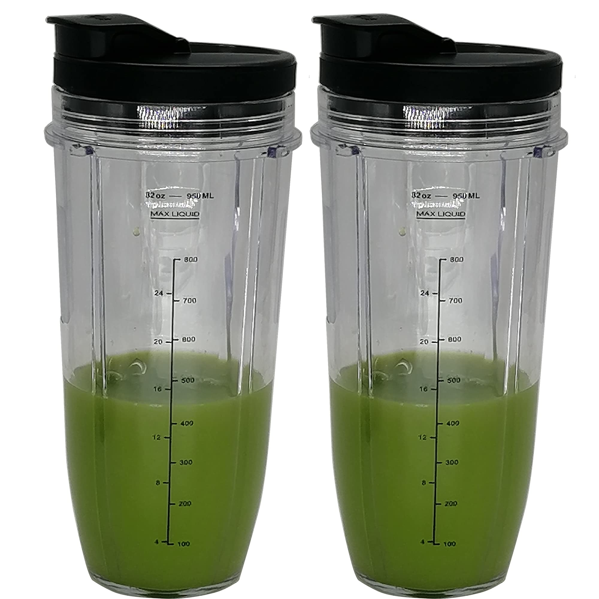 2 Packs 32OZ (950ML) Measuring Cup with Spout Lids - Replacement Blender Cups Compatible with Nutri Ninja Pro & Auto IQ Series - Perfect for Smoothies, Protein Shakes & Meal Prep