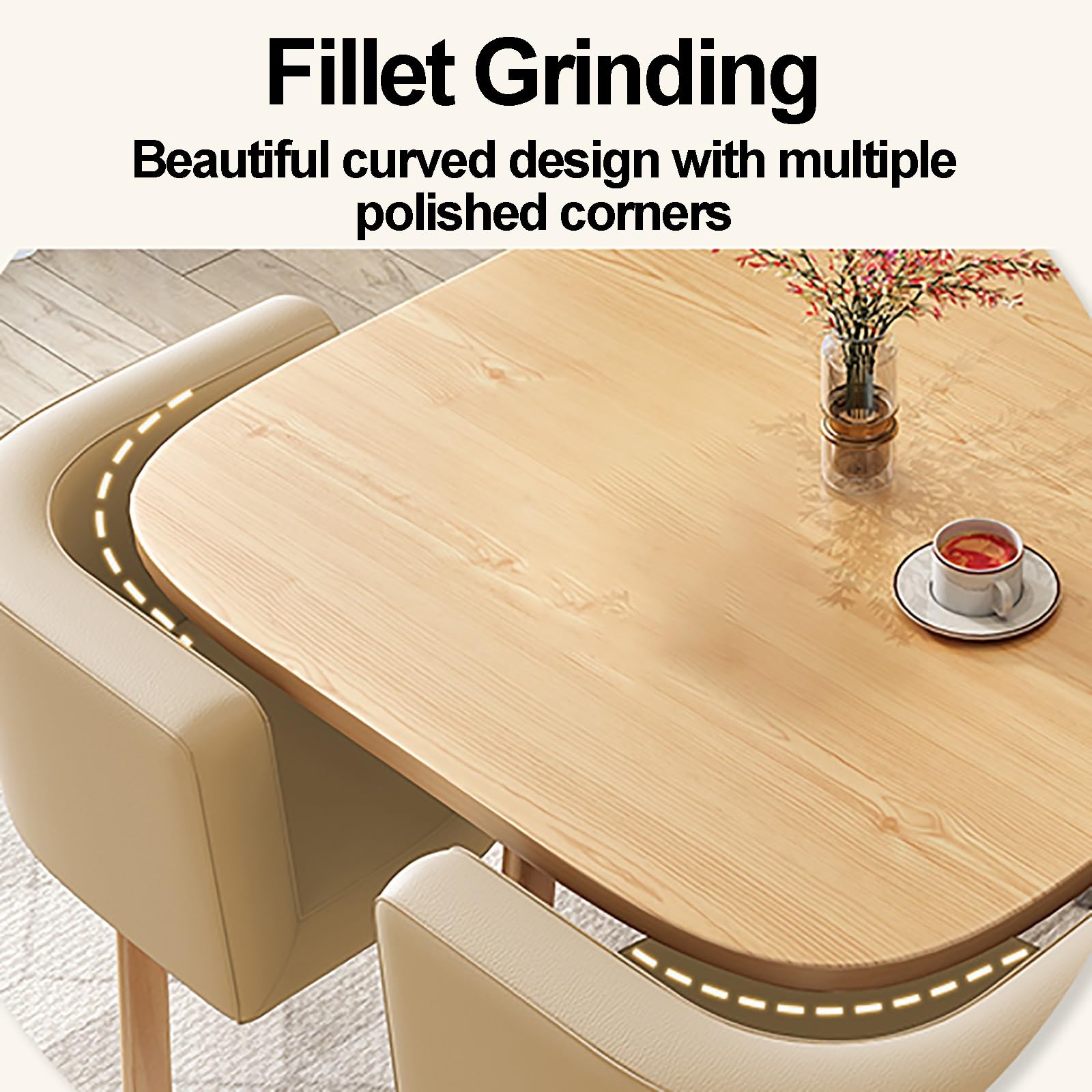 Modern Square Table and Chair Set for 4 - Kitchen, Dining, Reception Desk & Chair Combo - Ideal for Living Room, Office, Restaurant, Cafe, Coffee Shop - Stylish & Functional Design for Home and Commercial Spaces