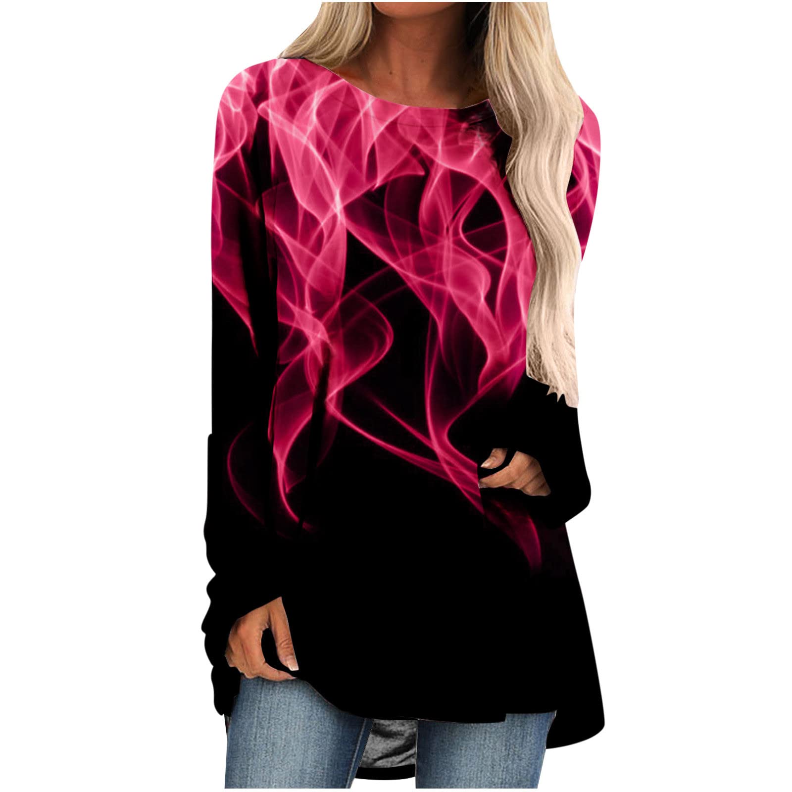 Women's Long Sleeve Shirts - Dressy Casual Crewneck Blouses, Lightweight Soft Loose Fit Tops for Work, Date Night & Everyday Wear