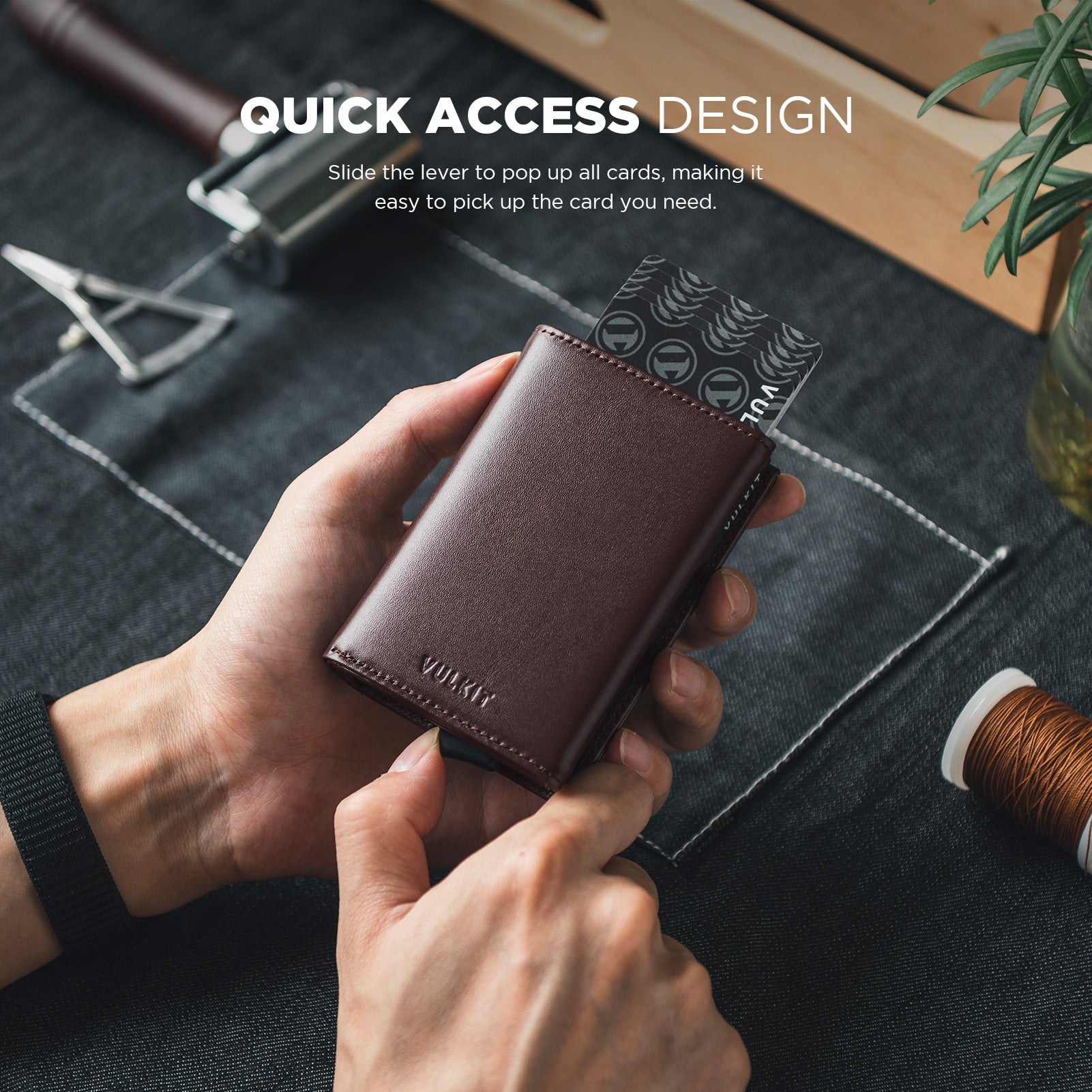 Genuine Leather Tri-Fold Wallet with Magnetic Closure - VC208P Slim RFID Blocking Wallet for Men, Perfect for Everyday Carry & Travel