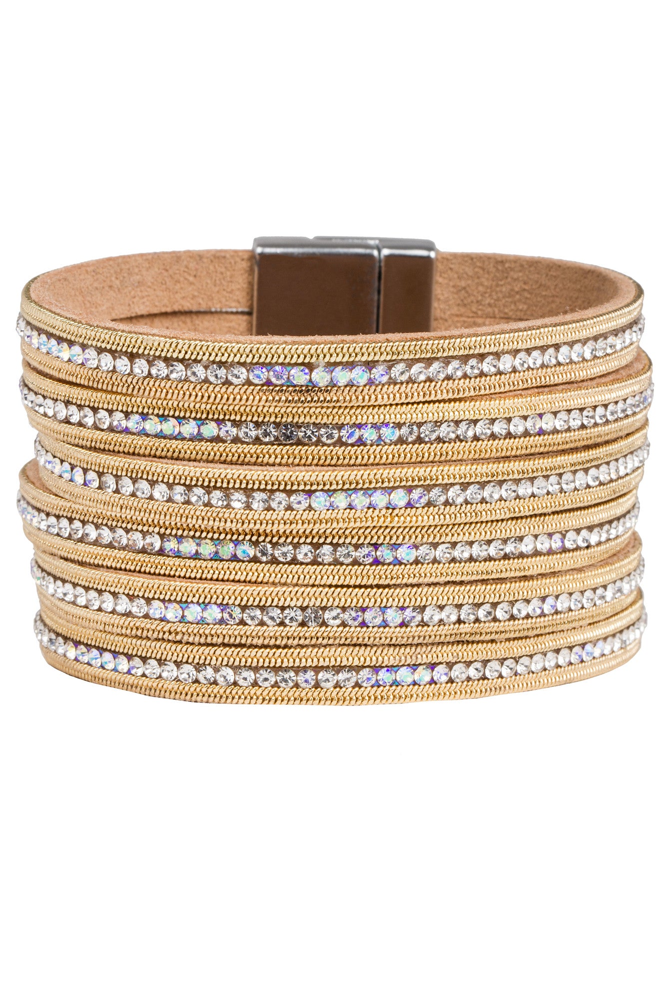 Sparkly Leather Crystal Bracelet for Women - Elegant Rhinestone Adjustable Wristband, Perfect for Parties, Weddings & Daily Wear