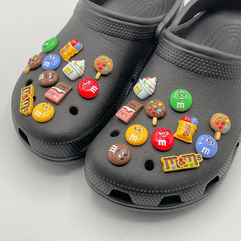 11Pcs Funny Letter M Bean Garden Shoe Charms - Cute Candy Decor Pins for Kids Sandals & Slippers Accessories - Perfect for DIY Shoe Decor, Birthday Gifts and Summer Fashion