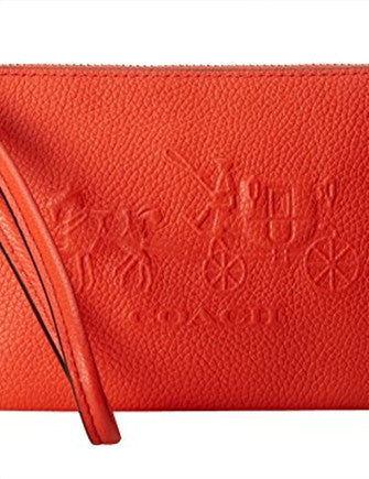 Coach Embossed Horse and Carriage Small Zip Wristlet Wallet - Stylish Crossbody Bag for Women, Perfect for Everyday Use, Travel & Night Out