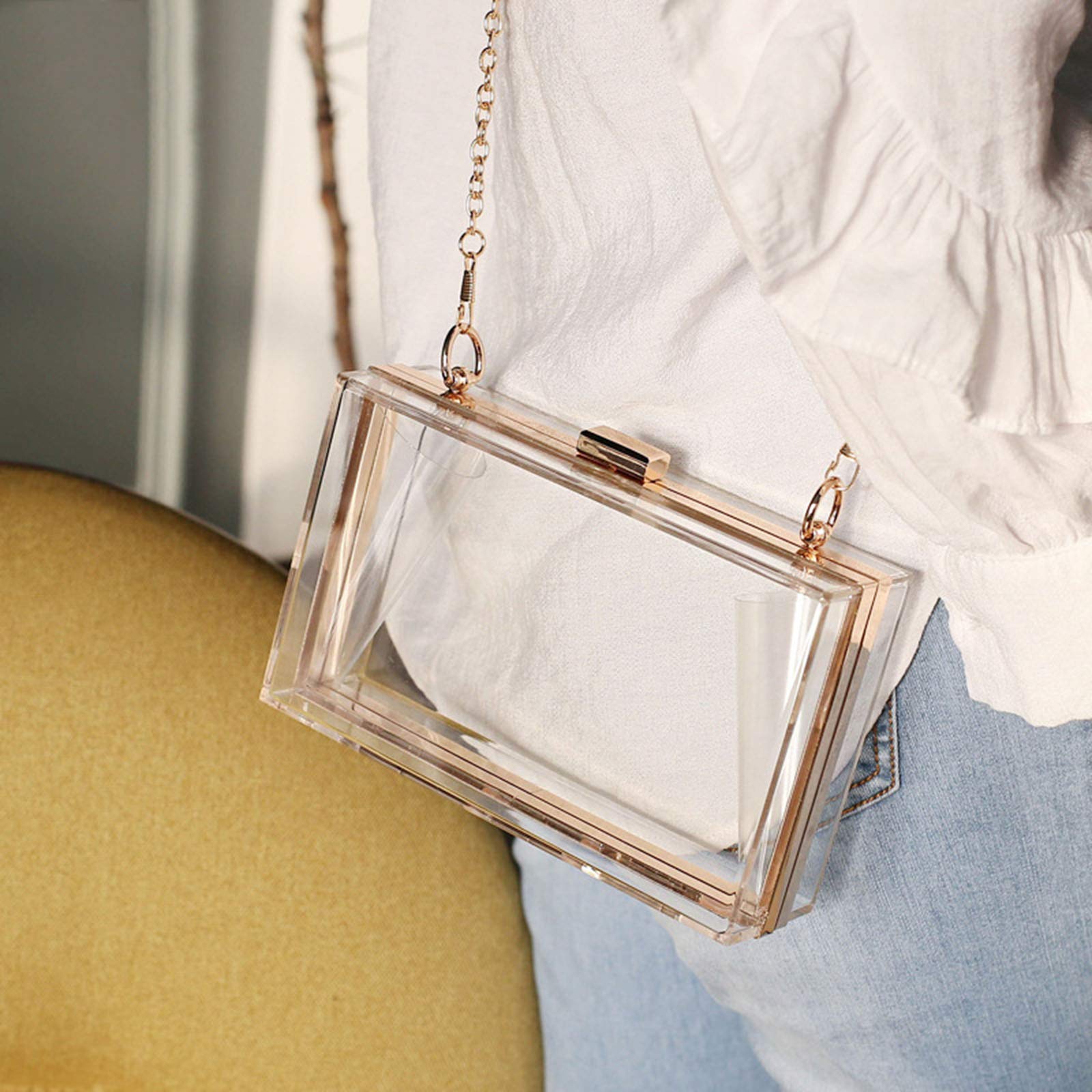 Elegant Women's Acrylic Transparent Evening Clutch Purse - Vintage Banquet Handbag for Parties, Weddings & Formal Events