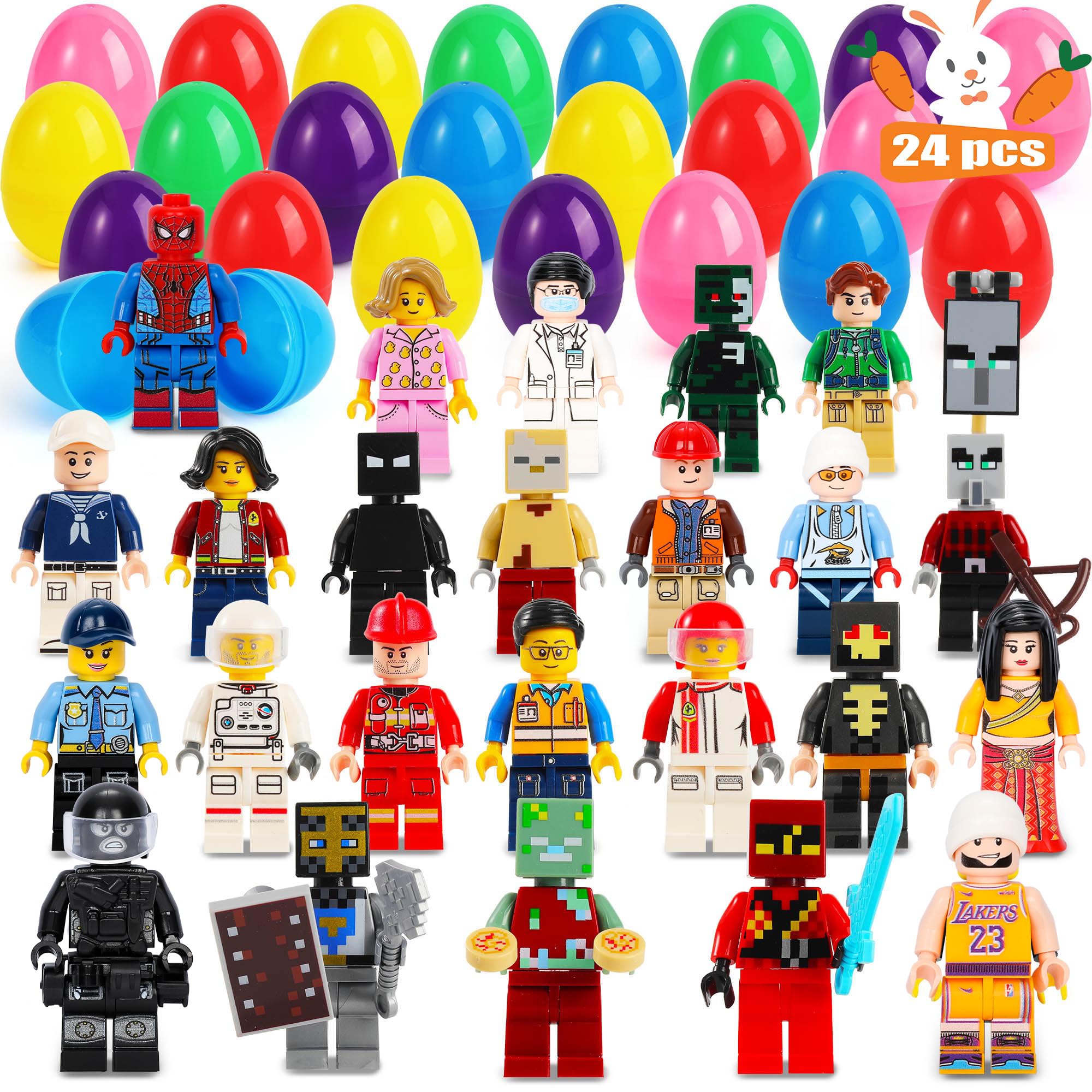 24PCS Prefilled Easter Eggs with Mini Figures - Kids Easter Basket Stuffers, Party Favors & Classroom Prizes for Boys and Girls | Easter Egg Hunt, Birthday Gifts & Holiday Celebration Activities