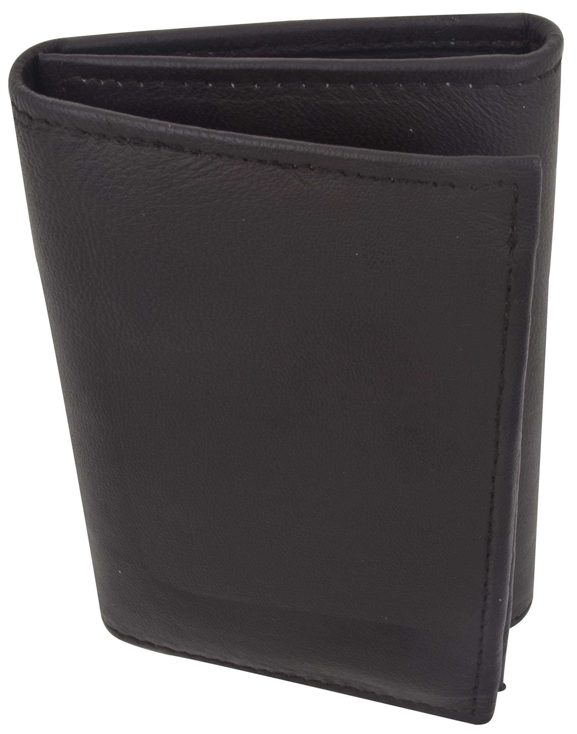 Premium Men's Brown Leather Wallet - Genuine Lambskin Trifold Design with Flip ID Window | Slim RFID Blocking Bifold Wallet for Everyday Carry & Travel
