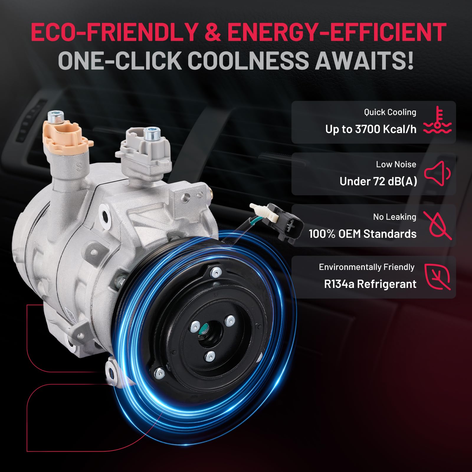 Ford F-250 F-350 F-450 F-550 Super Duty A/C Compressor with Clutch Replacement - Compatible with 6.2L & 6.8L Engines (2017-2019 Models) | HC3H19D629CC HC3Z19703B | Perfect for Summer Cooling & HVAC System Repair