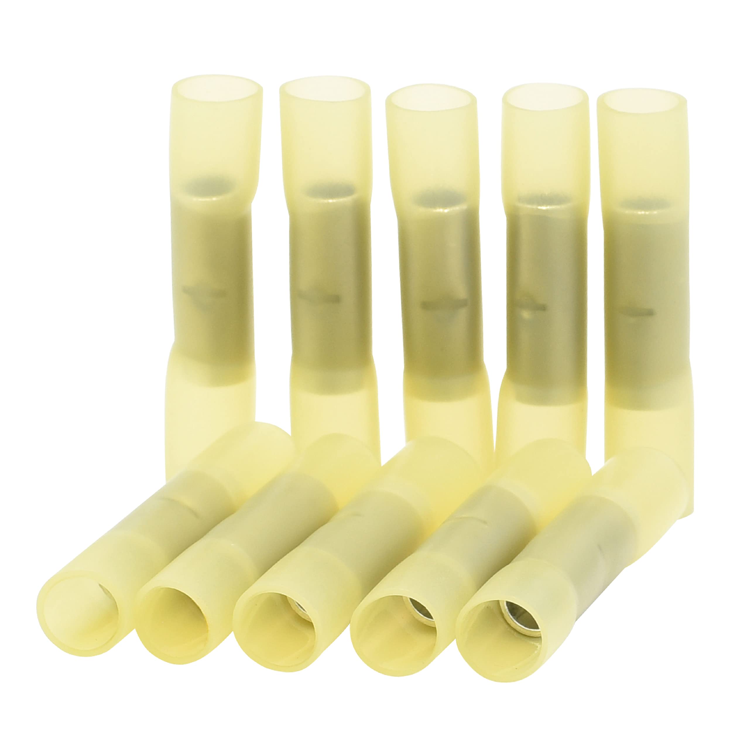 Conext Link BCHS8-10 Heat Shrink Butt Connector 10 Pack (8 Gauge Yellow) - Waterproof Electrical Wire Connectors for Automotive, Marine & DIY Projects