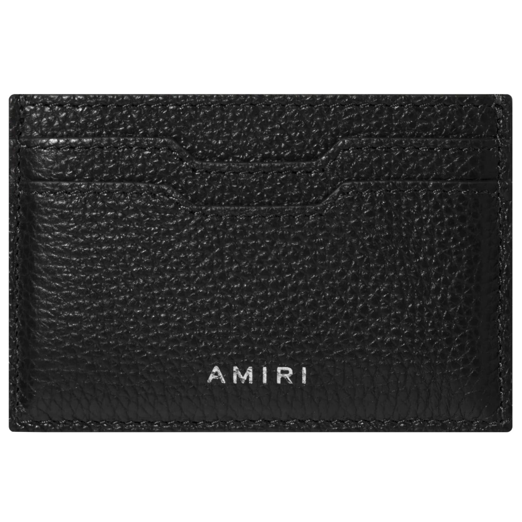 Amiri Black Leather Logo Cardholder Wallet for Men - Slim RFID Blocking Credit Card Holder - Perfect for Travel, Business & Everyday Use