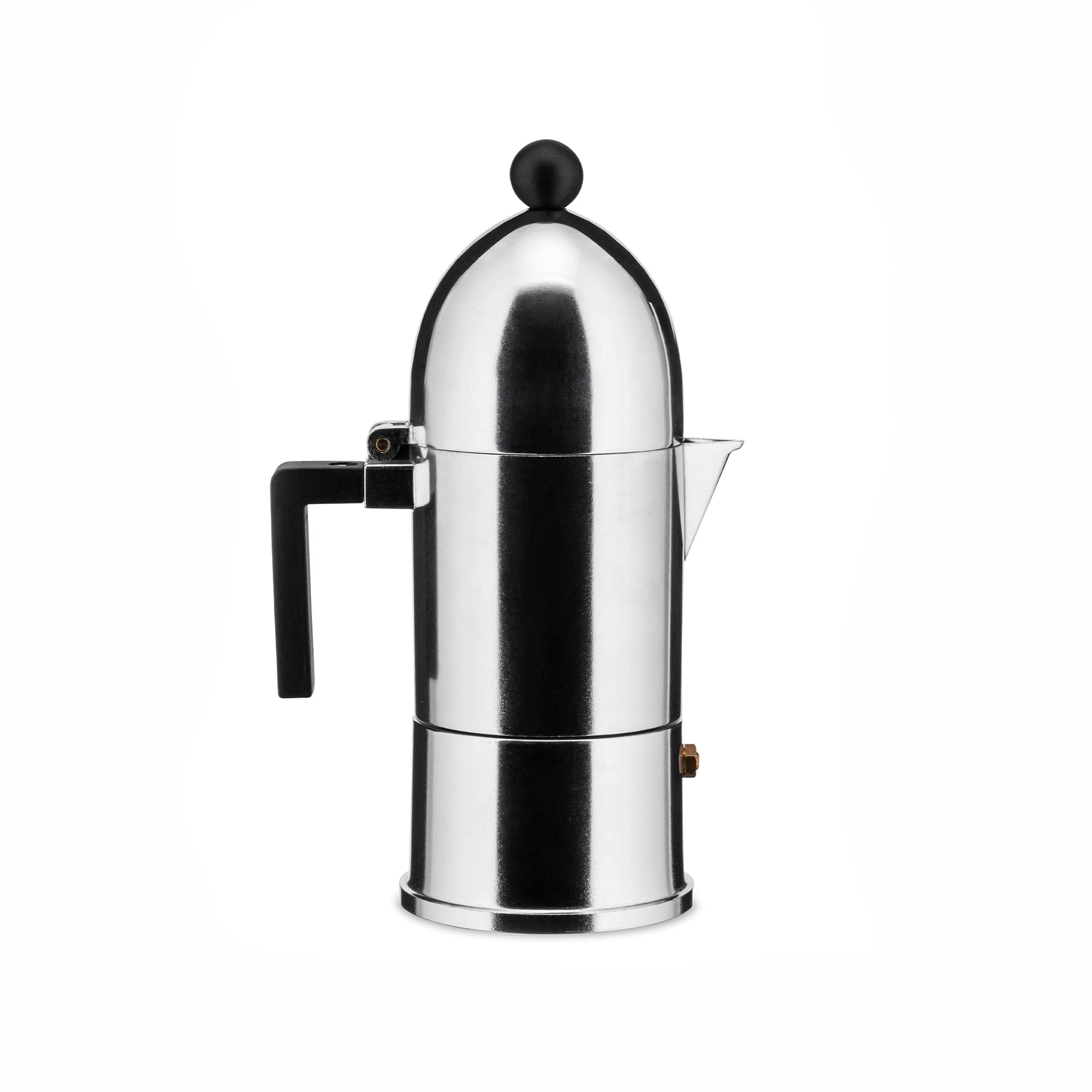 Alessi A9095/3 B La Cupola - Premium Italian Espresso Coffee Maker, 3-Cup Aluminum & Thermoplastic Resin Stovetop Moka Pot with Black Handle | Perfect for Home, Office & Camping Coffee Brewing