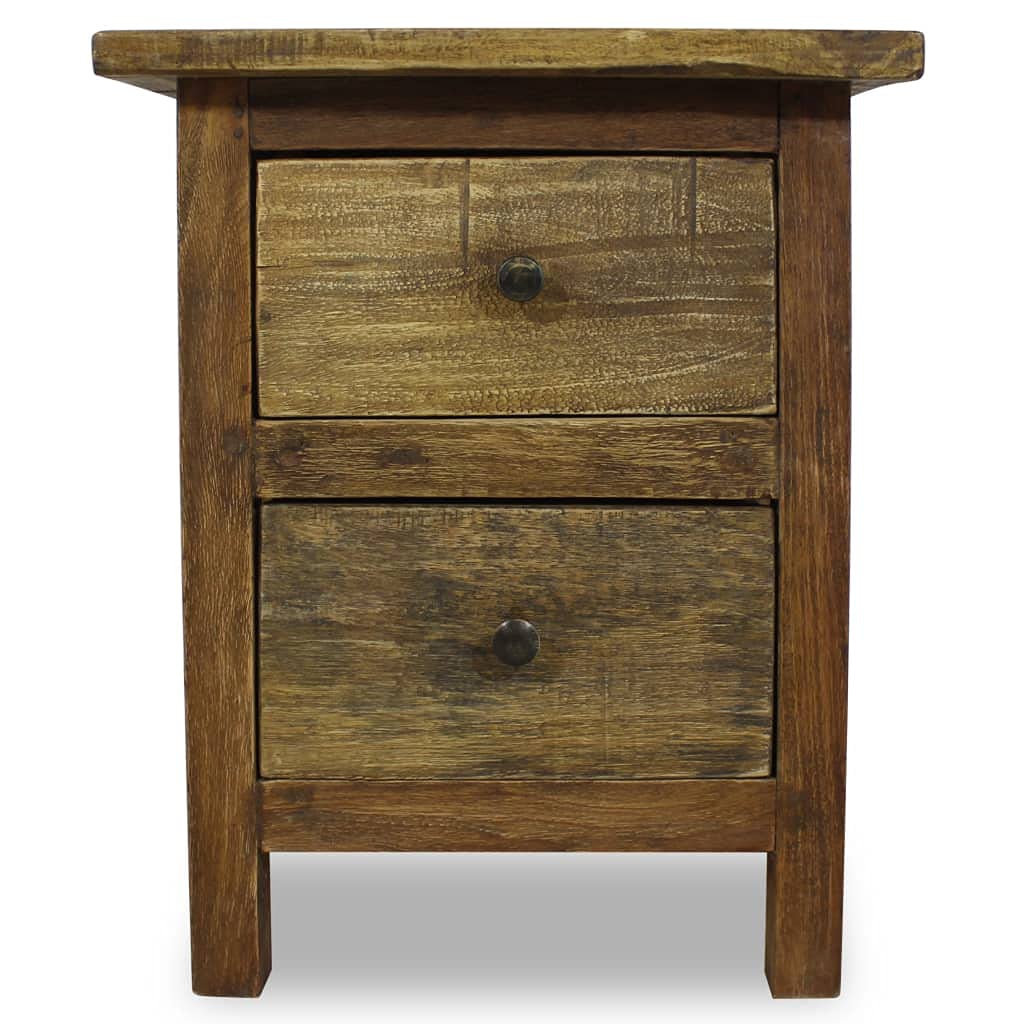 Reclaimed Wood Nightstand with 2 Drawers - 15.7