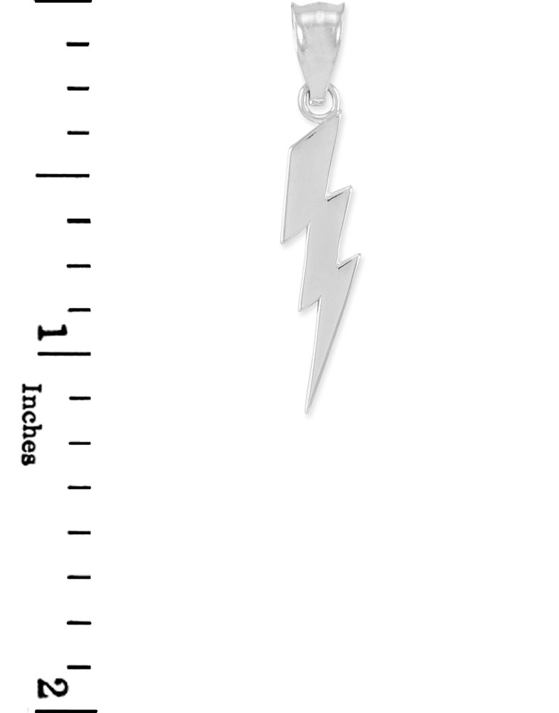 10k White Gold Lightning Bolt Charm Pendant Necklace for Women - Elegant Jewelry Gift for Birthday, Anniversary & Special Occasions