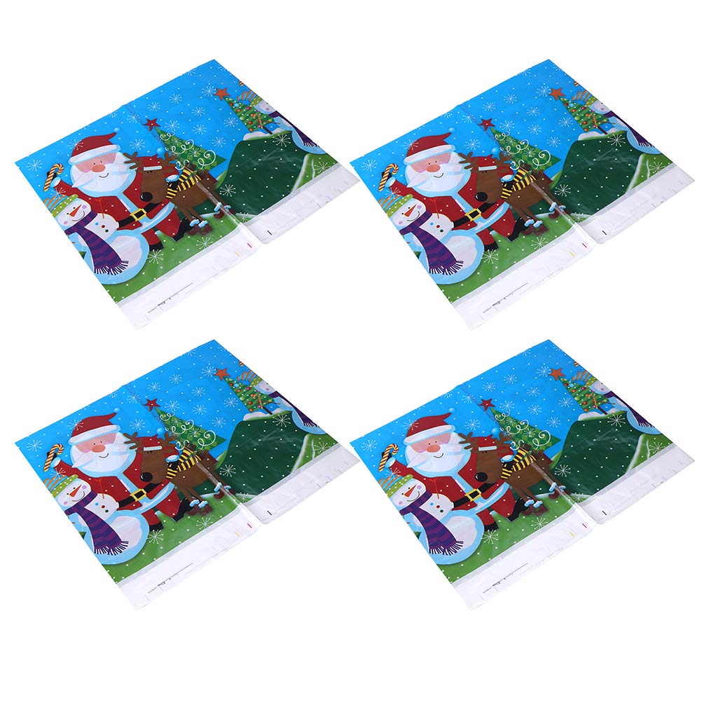 4-Piece Christmas Cartoon PVC Tablecloth Set - Disposable Santa Pattern Table Cover for Picnic, Party & Holiday Decor - Waterproof & Easy Clean - Perfect for Christmas Dinner, Office Party & Family Gatherings