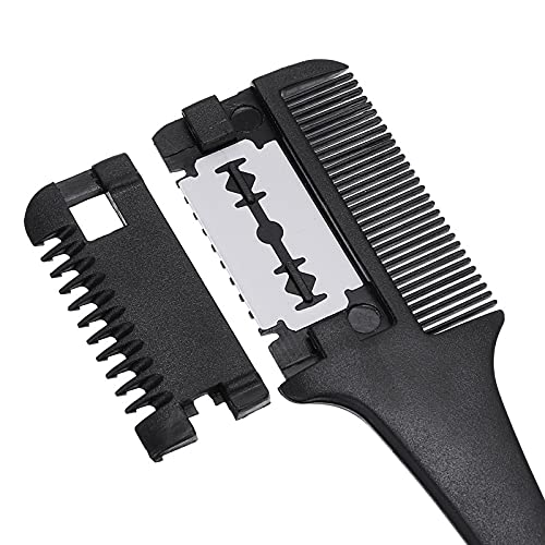 Professional Hair Cutting Scissors & Thinning Comb Kit with Double Edge Razor - 2pcs Razor Comb + 10pcs Blades for Barber Styling & DIY Haircuts at Home