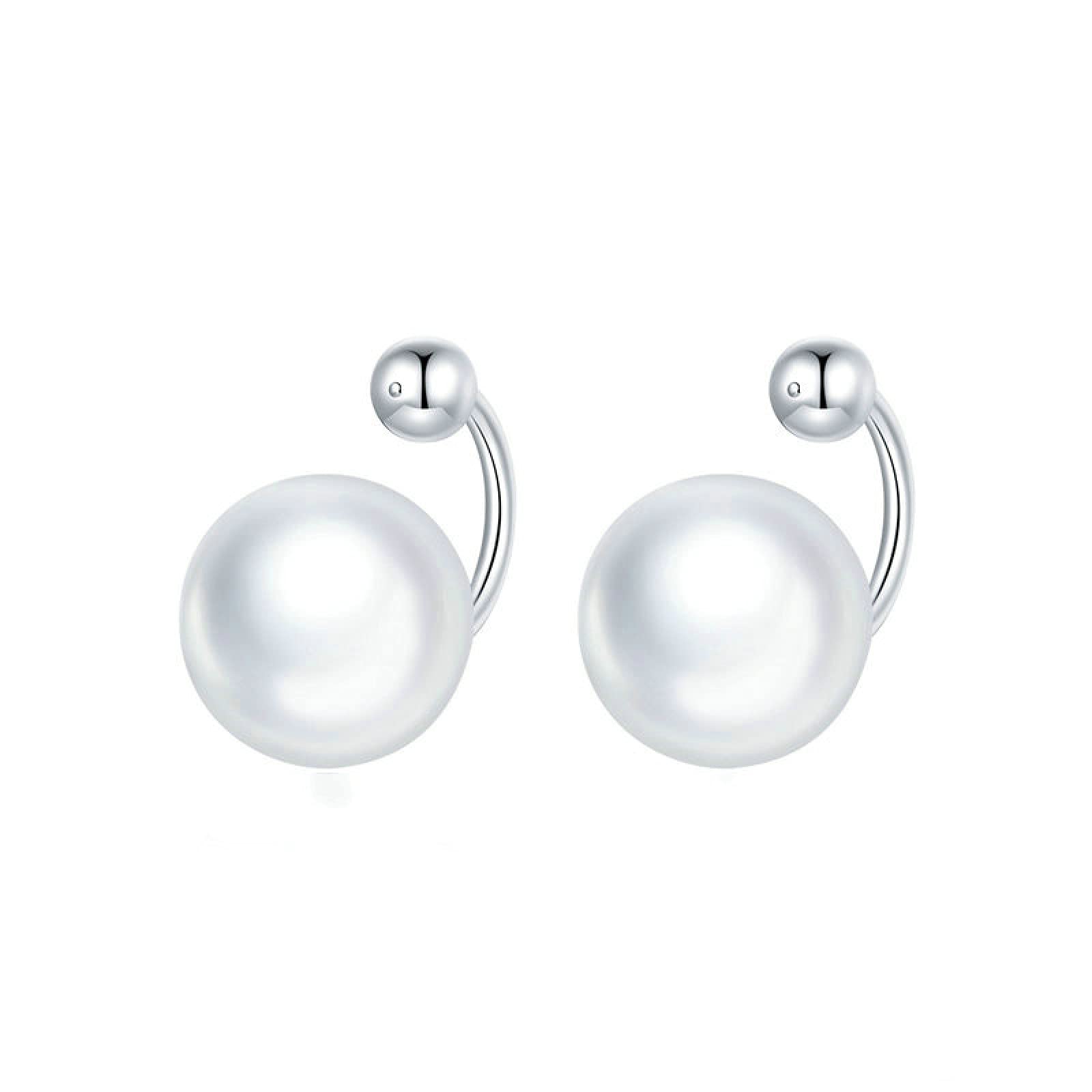 LCSD 925 Sterling Silver Shell Bead Stud Earrings for Women - Elegant Simple Jewelry Gift for Daily Wear & Special Occasions