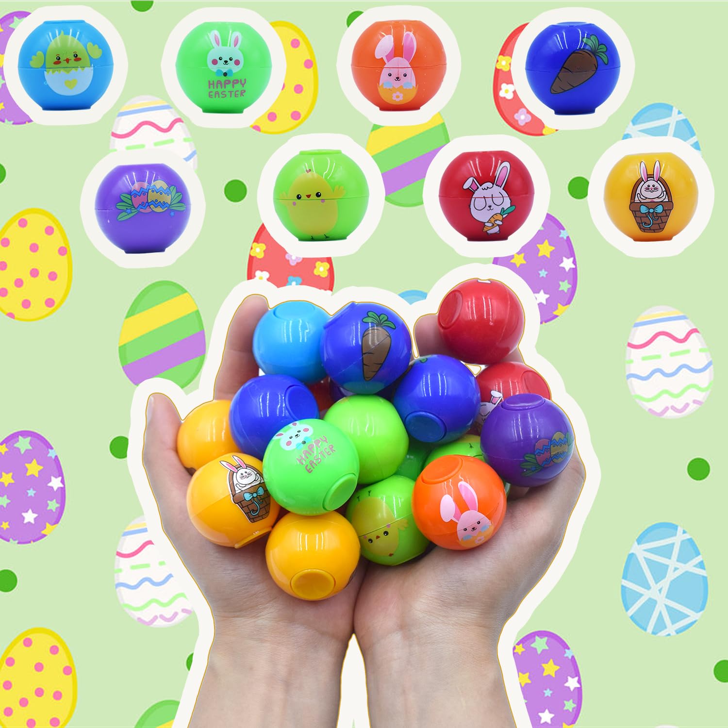 24-Piece Mini Fidget Spinner Ball Toy Set for Kids & Adults - Stress Relief Sensory Toys for ADHD, Anxiety - Easter Basket Stuffers, Party Favors, Classroom Prizes (Easter Theme) - Perfect for Gifts, Stocking Stuffers & Sensory Play