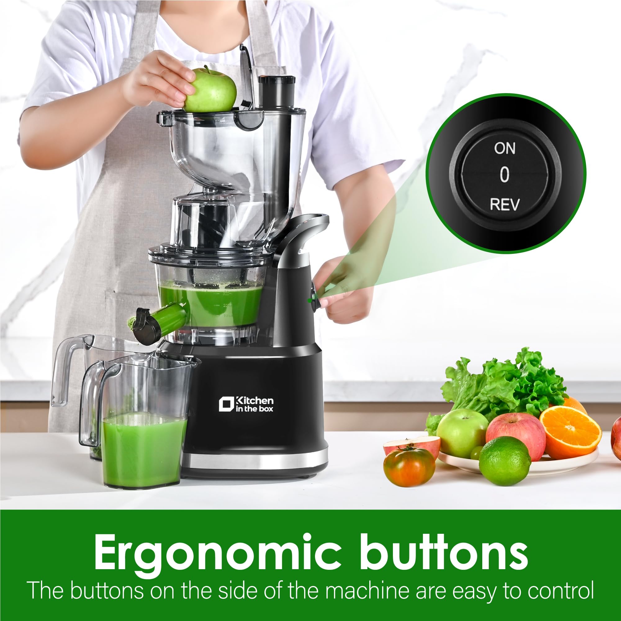 Premium Cold Press Juicer Machine - Slow Masticating Juicer with 3.26