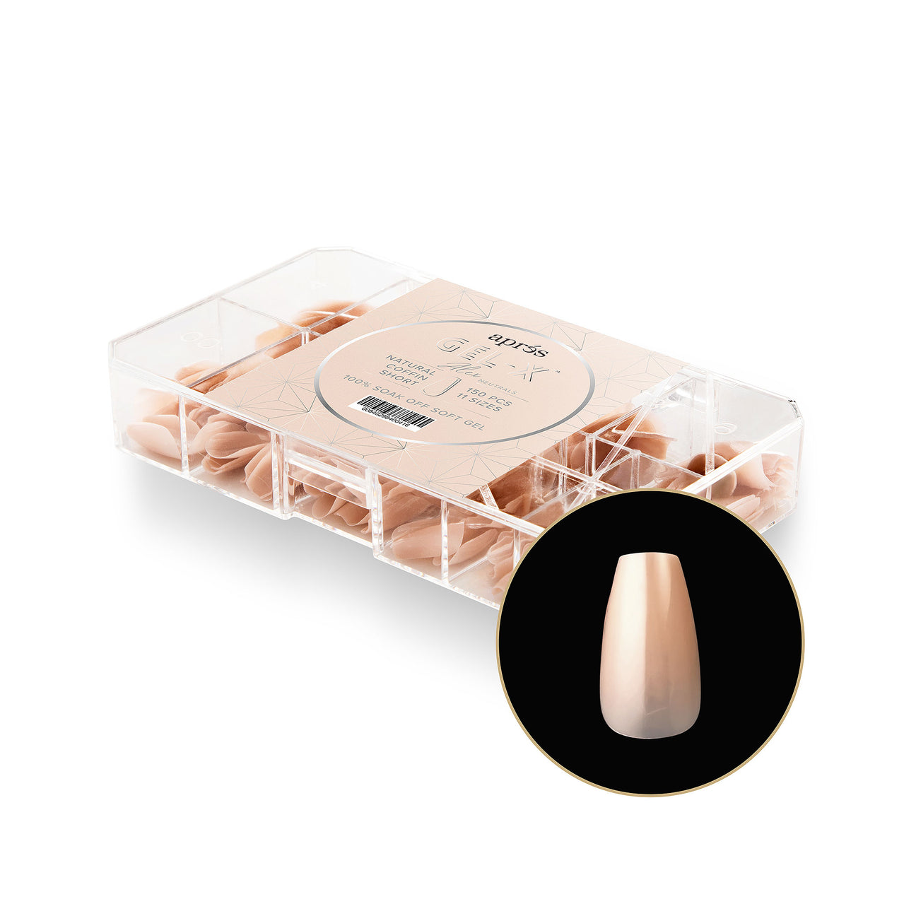 Apres Gel X Tips - Alex Coffin Short Neutral Nails (150 Pcs) | DIY Manicure Kit for Salon-Quality Nails at Home | Perfect for Weddings, Parties & Everyday Wear