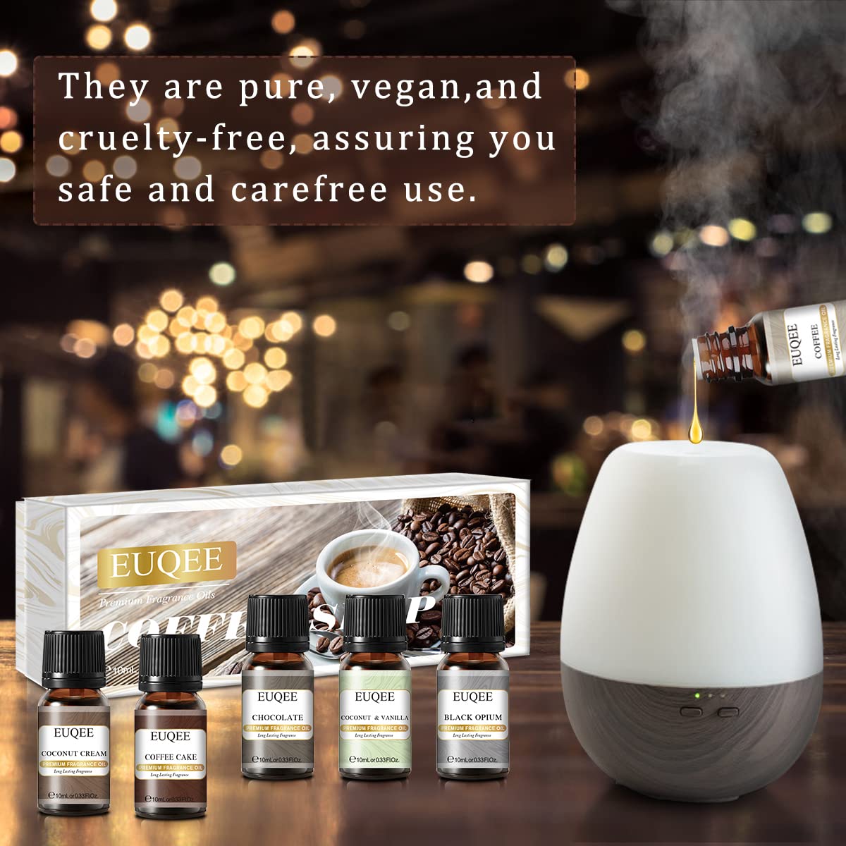 6PCS Premium Coffee Shop Essential Oils - 10ml for Aromatherapy & Relaxation