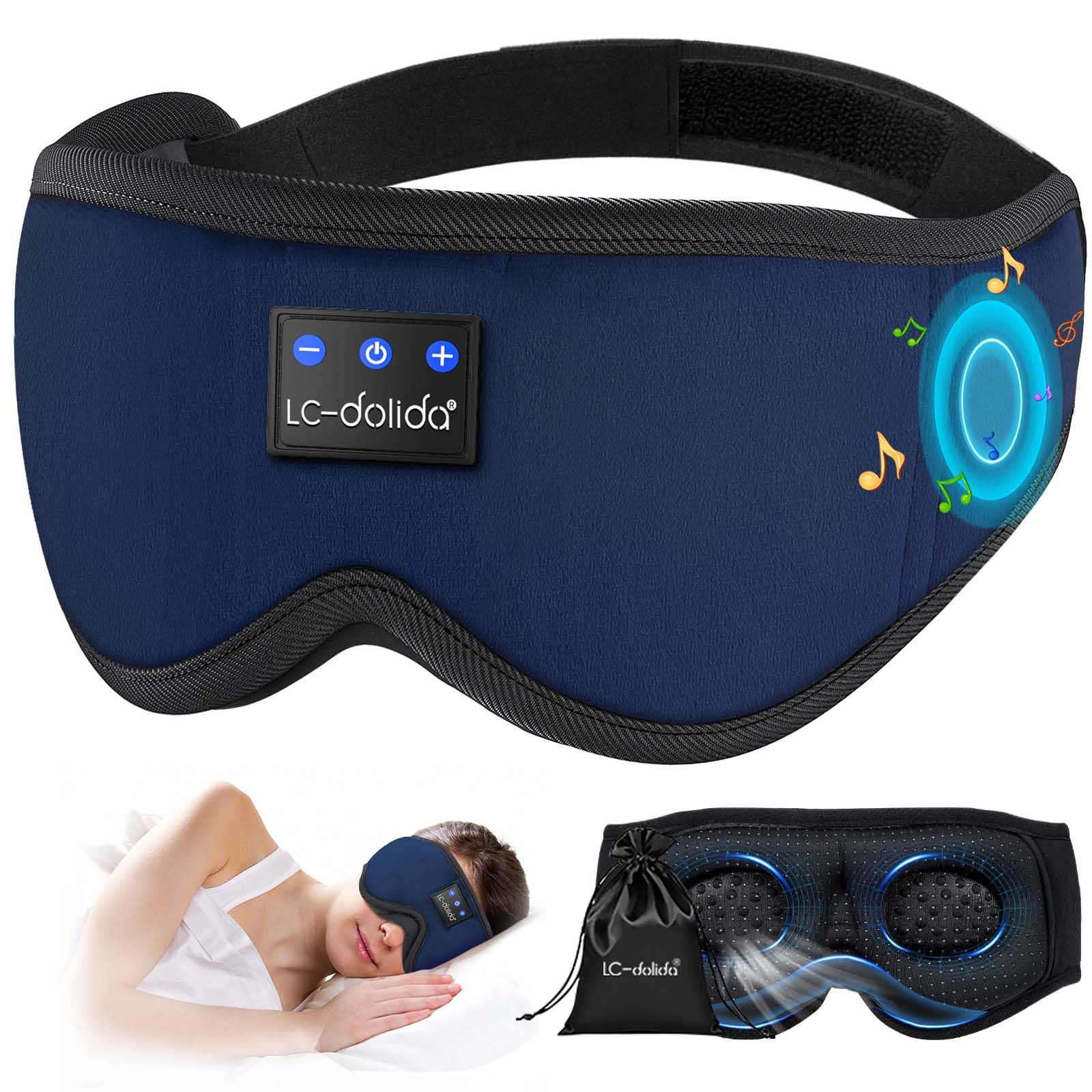 Bluetooth 5.4 Sleep Mask with Built-in Headphones - 3D Eye Cover for Side Sleepers, Ultra Soft Thin HD Speakers & Mic - Perfect for Travel, Airplane & Relaxation - Ideal Gift for Men, Women, Mom, Dad (Unisex) - Great for Meditation, Insomnia Relief & Women's Day Gifts