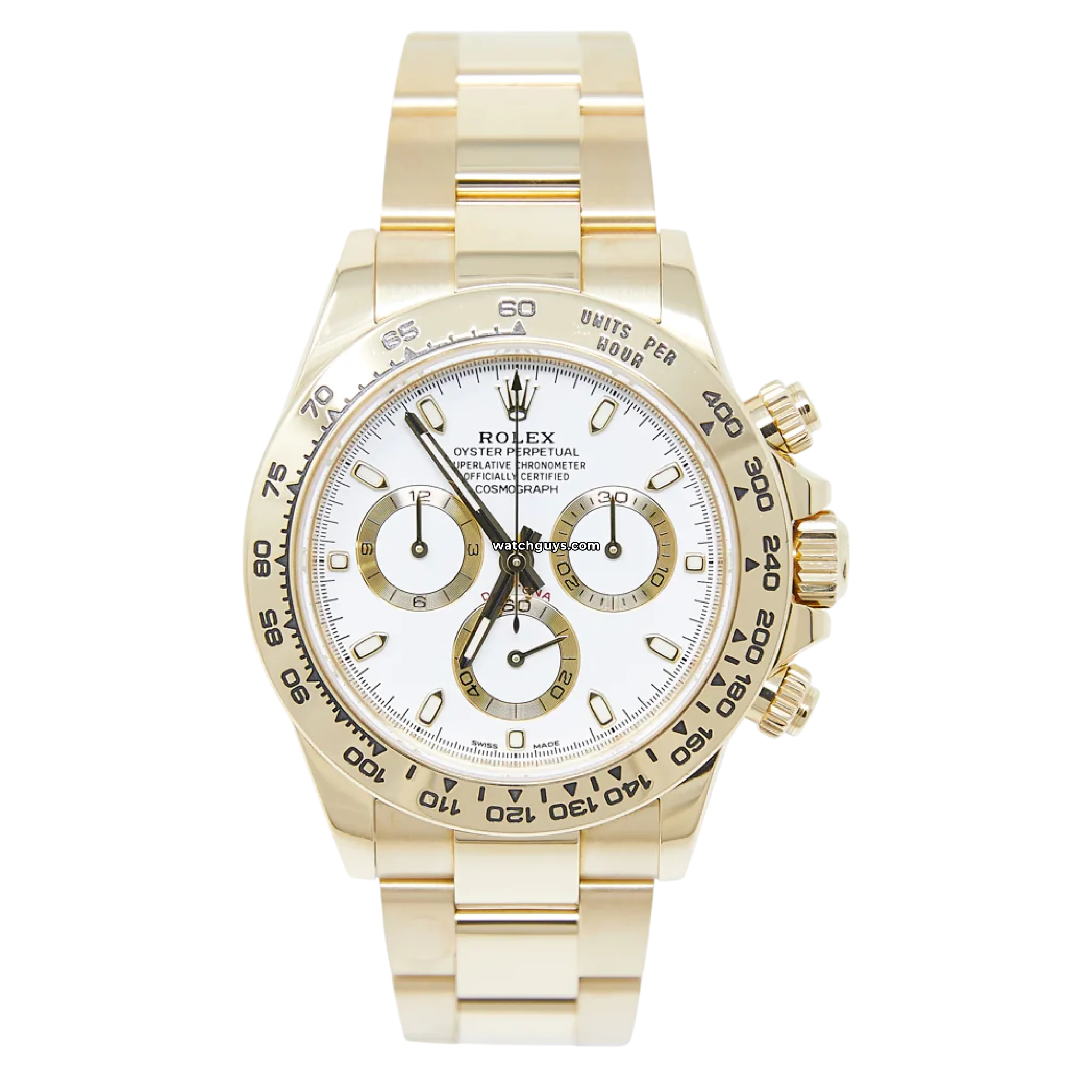 Rolex Daytona 116508 Men's Watch - 18K Yellow Gold Case with White Dial - Luxury Automatic Chronograph for Business, Gifting & Special Occasions