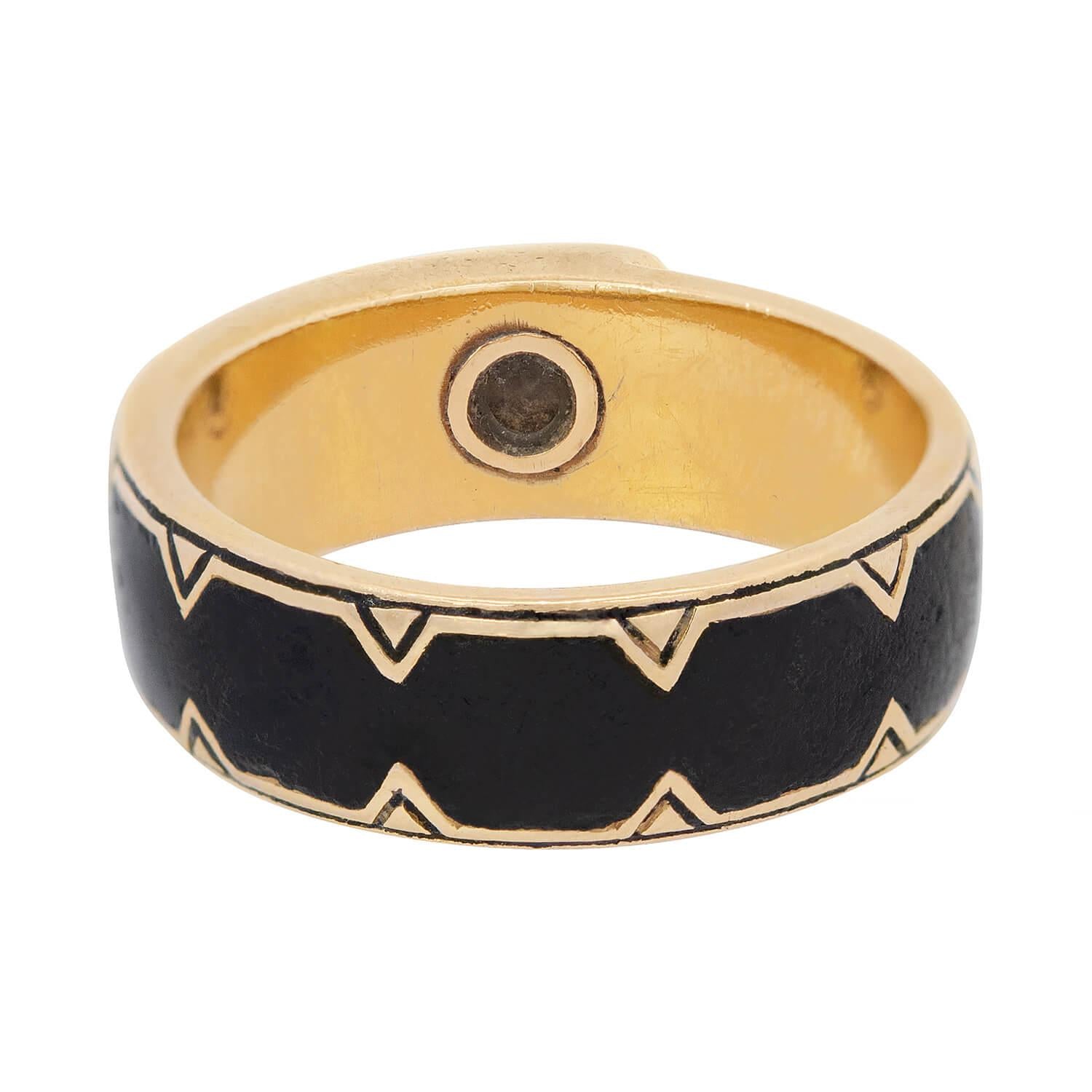 Victorian 14K Gold Diamond & Enamel Buckle Ring - Elegant Antique Jewelry for Women, Perfect for Weddings, Anniversaries & Special Occasions
