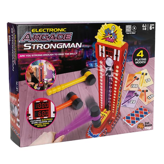 Fat Brain Toys Electronic Arcade Strongman Game - Fun Strength Test for Kids Ages 6-10 | Interactive Carnival Style Game for Birthday Parties & Family Game Nights