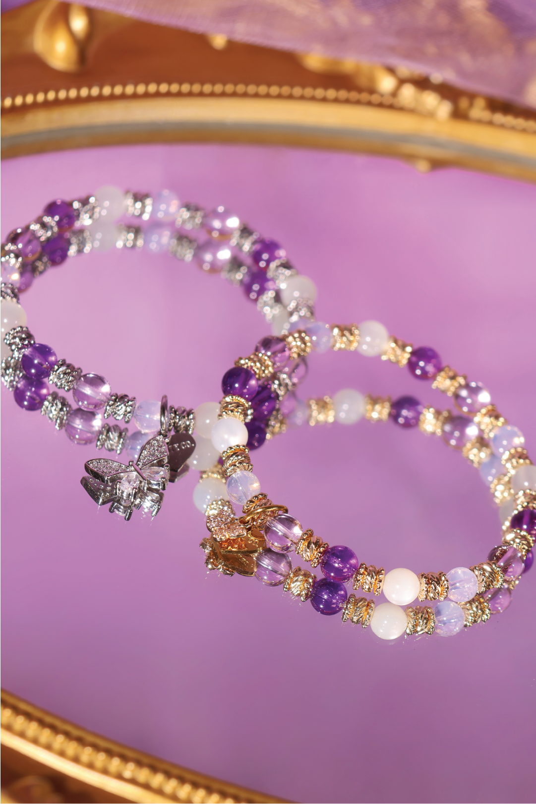 Mystic Glow Intent × Purple Cascade Bracelet - Elegant Crystal Beaded Jewelry for Women | Perfect for Meditation, Yoga & Spiritual Healing | Boho Chic Accessory for Everyday Wear