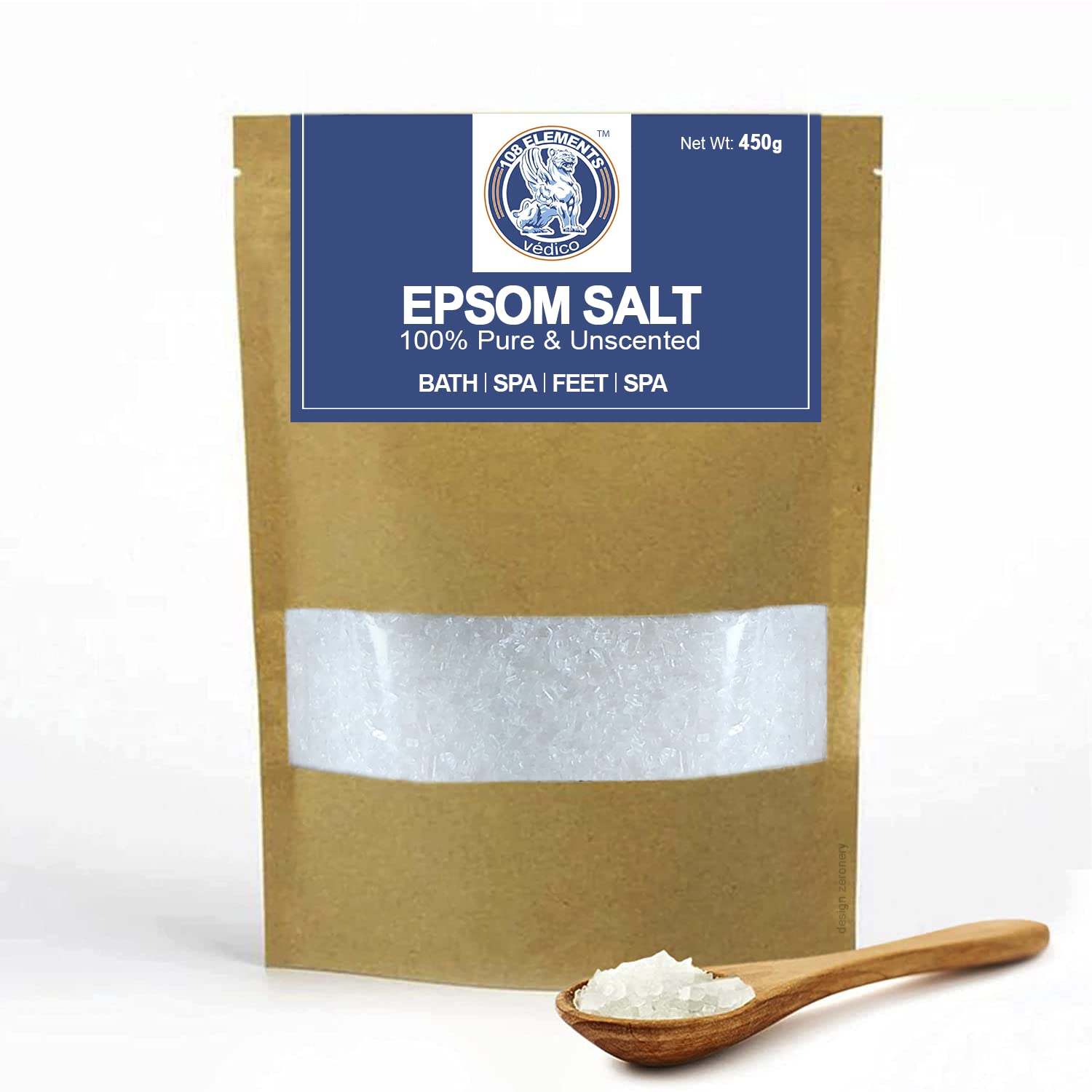108 ELEMENTS Pure Epsom Salt (450g) - Multipurpose Magnesium Sulfate for Muscle Relaxation, Pain Relief & Plant Care | Perfect for Soothing Baths, Gardening & Home Spa Treatments