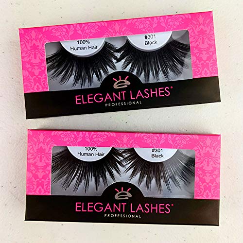 #301 The ORIGINAL Drag Queen False Eyelashes (Pack of 2) - Thick Long Black 100% Human Hair Lashes for Drag Shows, Halloween, SFX Makeup, Burlesque & Dance Performances | Perfect for Stage, Cosplay & Costume Parties