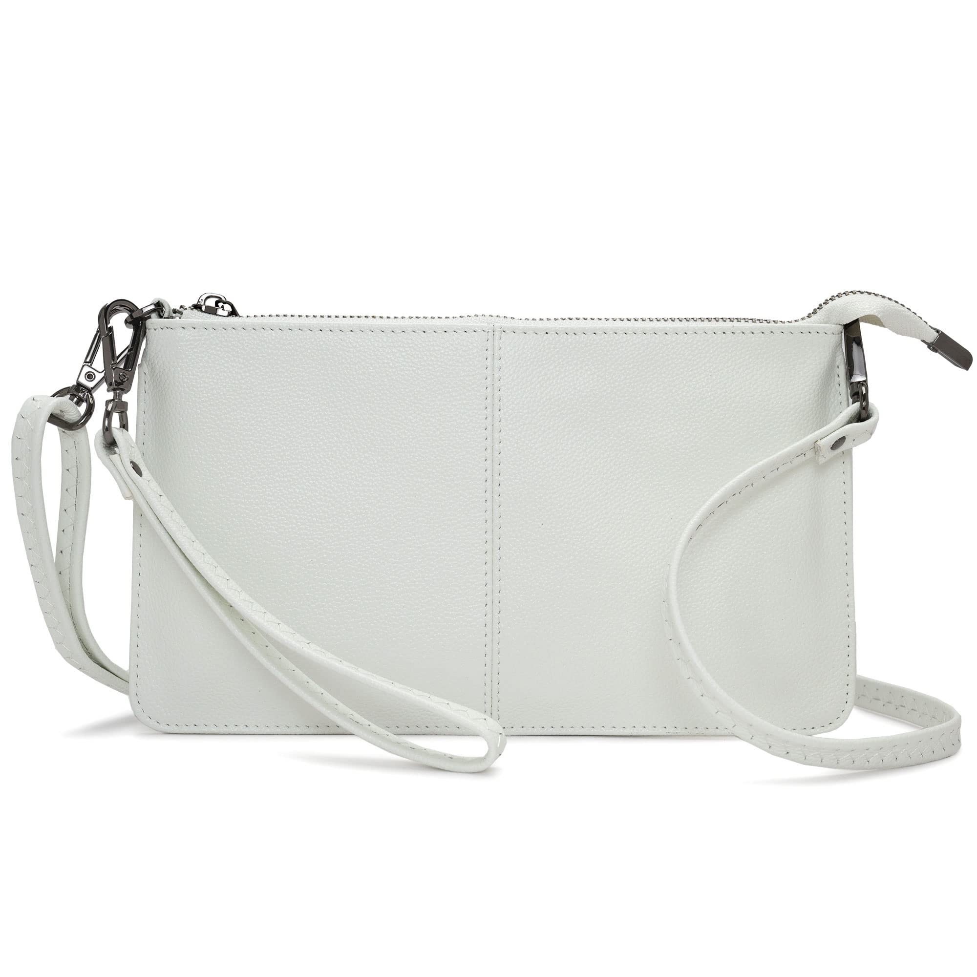 Bveyzi Genuine Leather Wristlet Purse for Women - Elegant Envelope Clutch Wallet & Small Crossbody Bag - Perfect for Evening Parties, Weddings, and Formal Events