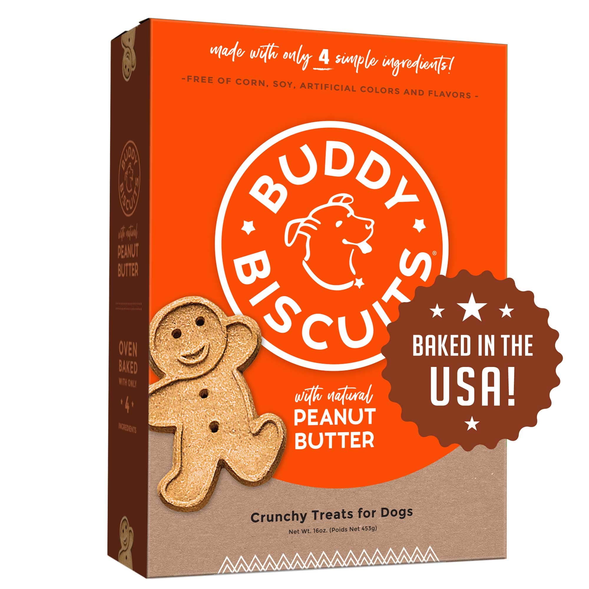 Buddy Biscuits Oven Baked Dog Treats with Peanut Butter & Whole Grain - 6 Pack (96 oz) - Healthy Crunchy Snacks for Training, Rewards & Dental Care - Perfect for Small, Medium & Large Dogs