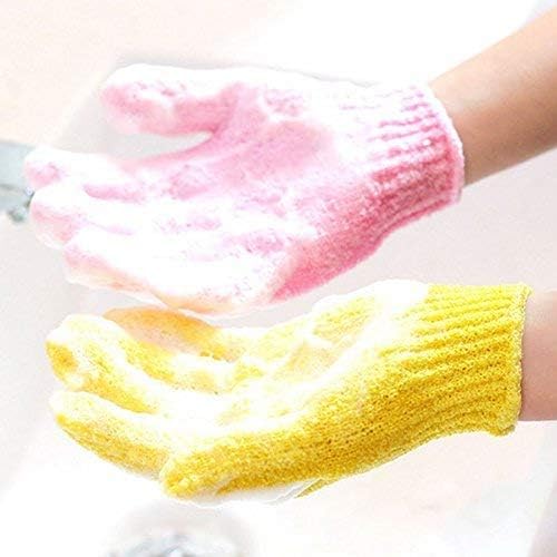Exfoliating Bath Gloves for Spa & Shower – 2 Pairs of Skin Scrubber Wash Mitts for Deep Cleansing & Massage | Perfect for Dry Skin Care & Body Exfoliation