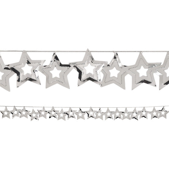 12-Piece Bulk Silver Star Garland Decorations - Perfect for Christmas Tree, Party, Wedding & Home Decor