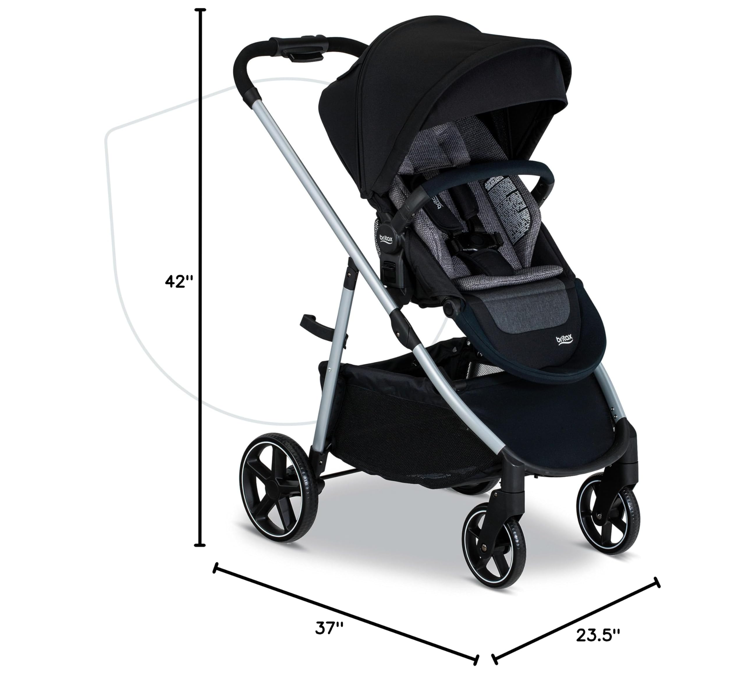 **Britax Grove™ Modular Stroller – Lightweight Travel Stroller with CozyFit™ Insert & Bumper Bar | 6 Riding Modes | SafeWash Fabric | Pindot Onyx Design | Perfect for City Walks, Travel & Everyday Use**
