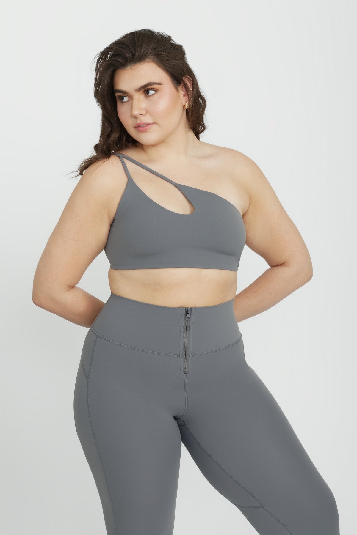 Bronx Zip Front Legging - High Waist Yoga Pants for Women, Steel Grey - Perfect for Workout, Running & Lounge Wear