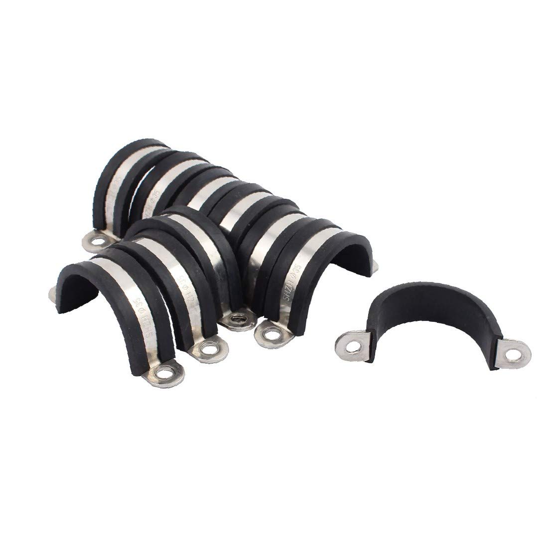 X-DREE 10Pcs 35mm Diameter Rubber Lined U-Shaped Stainless Steel Hose Pipe Clamps - Heavy Duty Cable Clips for Automotive, Marine & Plumbing Applications (10 Pack)