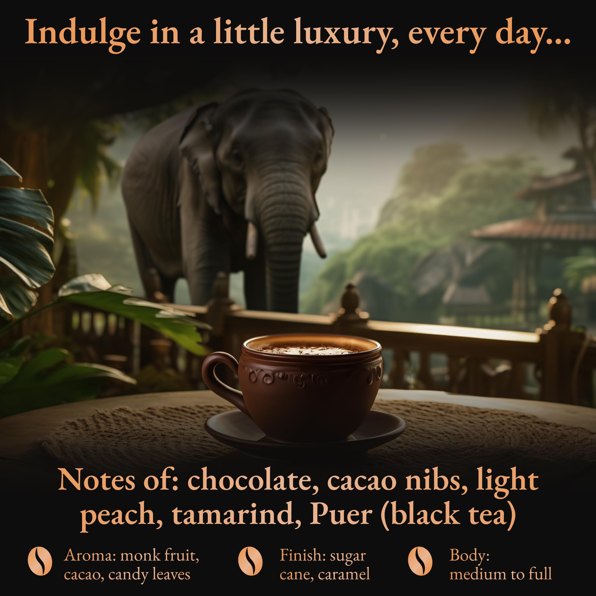 Premium Black Ivory Whole Bean Coffee - Rare Elephant-Refined Exotic Coffee Beans from Thailand - Ethically Sourced, Single Origin, Low Acid, Smooth Flavor - 1.4 oz Pack - Perfect for Gourmet Coffee Lovers & Unique Gift Ideas